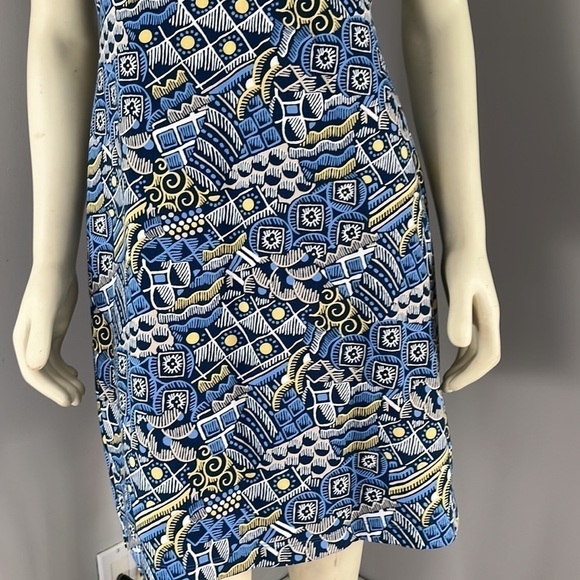 J. McLaughlin Women’s Shift Dress Devon Talavera Print Navy Blue /Yellow M - Picture 4 of 12